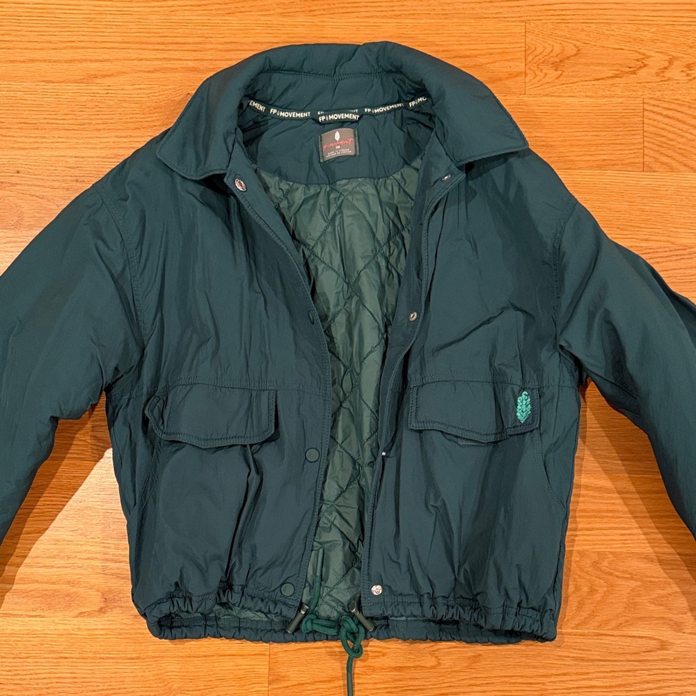FP Movement by Free People Dark Green Puffer Jacket with Chest Pockets
